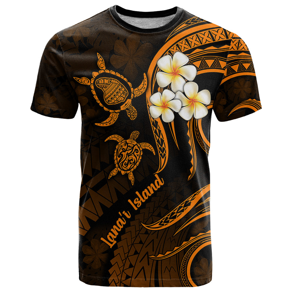 Hawaii T-Shirt Lanai Islands Polynesian Sunset Plumeria Gold Vibe Graphic Tee