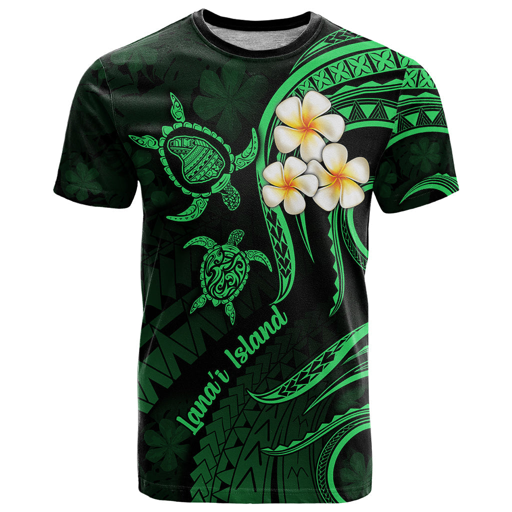 Hawaii T-Shirt Lanai Islands Polynesian Sunset Plumeria Green Vibe Graphic Tee