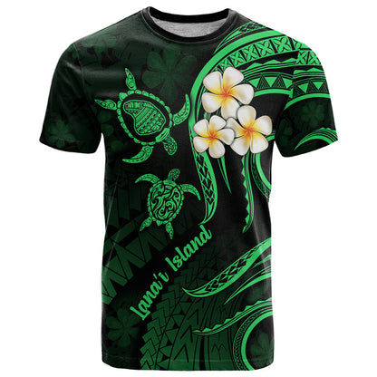 Hawaii T-Shirt Lanai Islands Polynesian Sunset Plumeria Green Vibe Graphic Tee