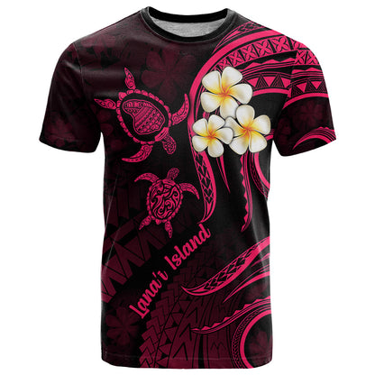 Hawaii T-Shirt Lanai Islands Polynesian Sunset Plumeria Pink Vibe Graphic Tee
