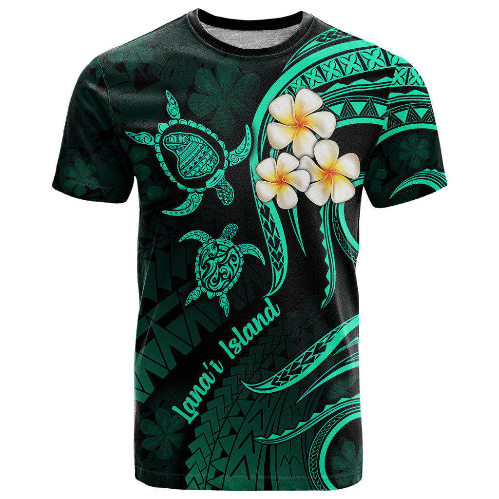 Polynesian Hawaii T-Shirt Lanai Islands with Pacific Plumeria Turquoise Vibe Graphic Tee