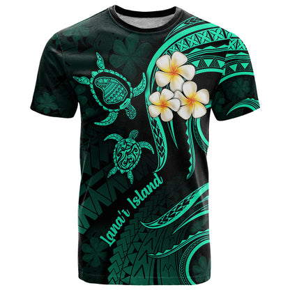 Polynesian Hawaii T-Shirt Lanai Islands with Pacific Plumeria Turquoise Vibe Graphic Tee
