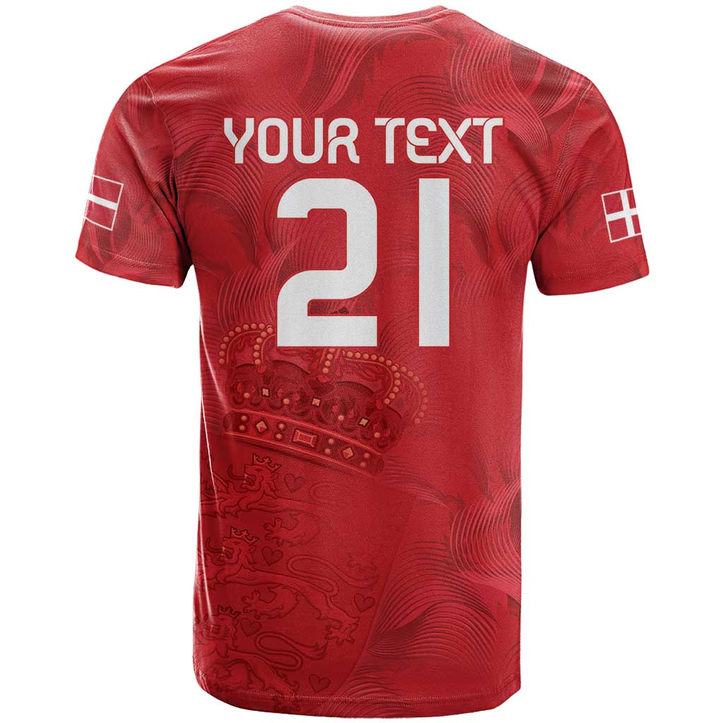 Custom Denmark Football T-Shirt With Coat of Arm Graphic Tee