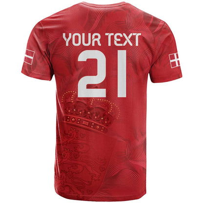 Custom Denmark Football T-Shirt With Coat of Arm Graphic Tee