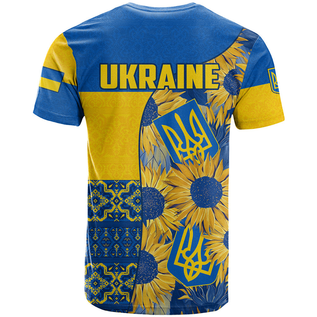 Ukraine T-Shirt Ukrainian Coat of Arms and Folk Sunflower Graphic Tee