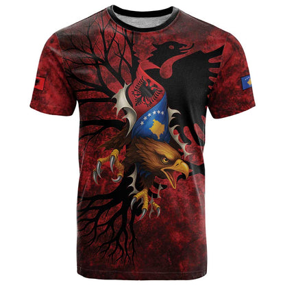 Personalized Kosova Albanian Roots T-Shirt Kosova Albanian Eagle Flag Graphic Tee