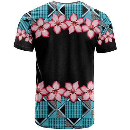 African Adenium Multiflorum Flowers T-Shirt with Kente Style Graphic Tee
