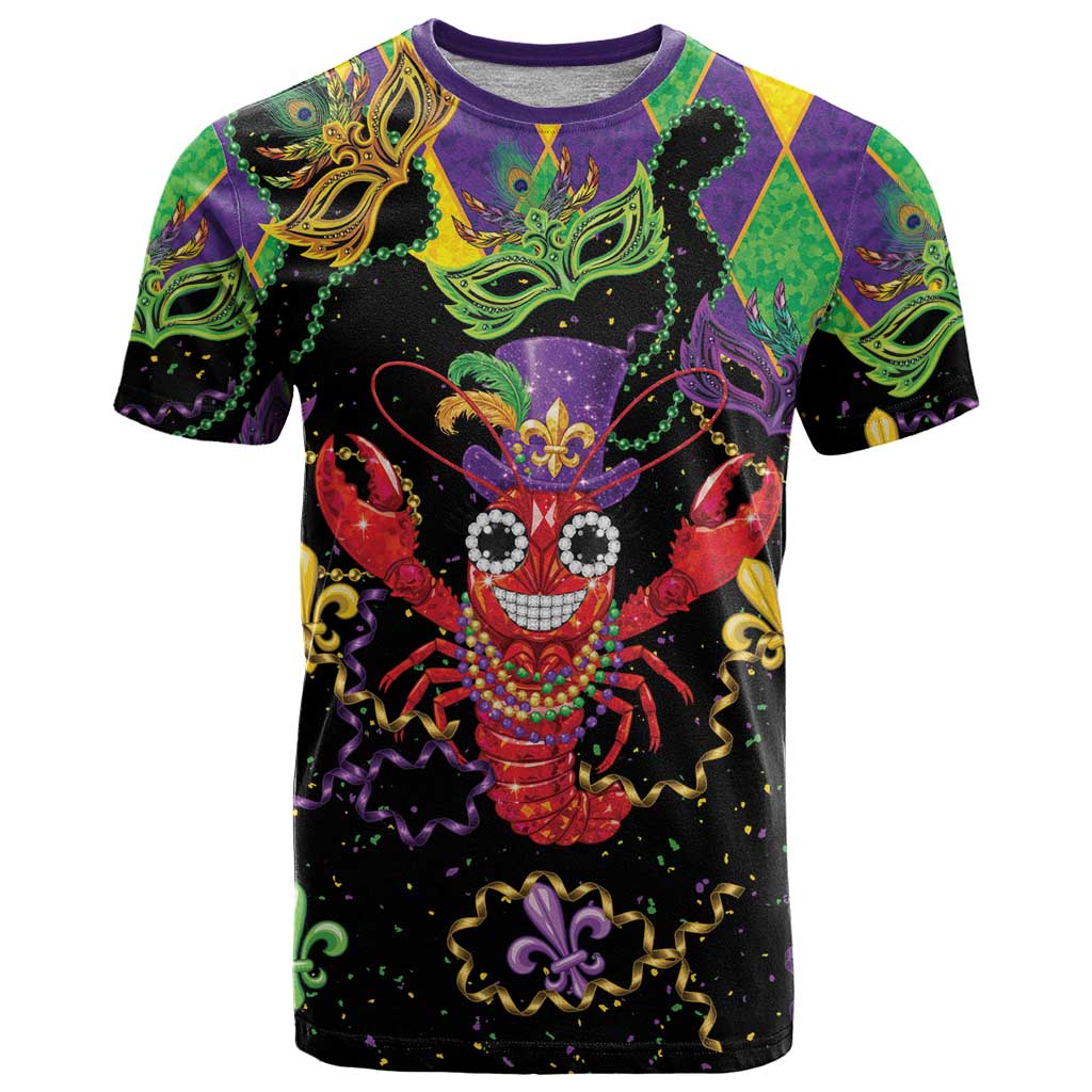 Mardi Gras Crawfish T-Shirt On Tuesdays We Wear Beads Graphic Tee