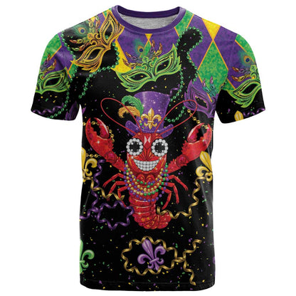 Mardi Gras Crawfish T-Shirt On Tuesdays We Wear Beads Graphic Tee