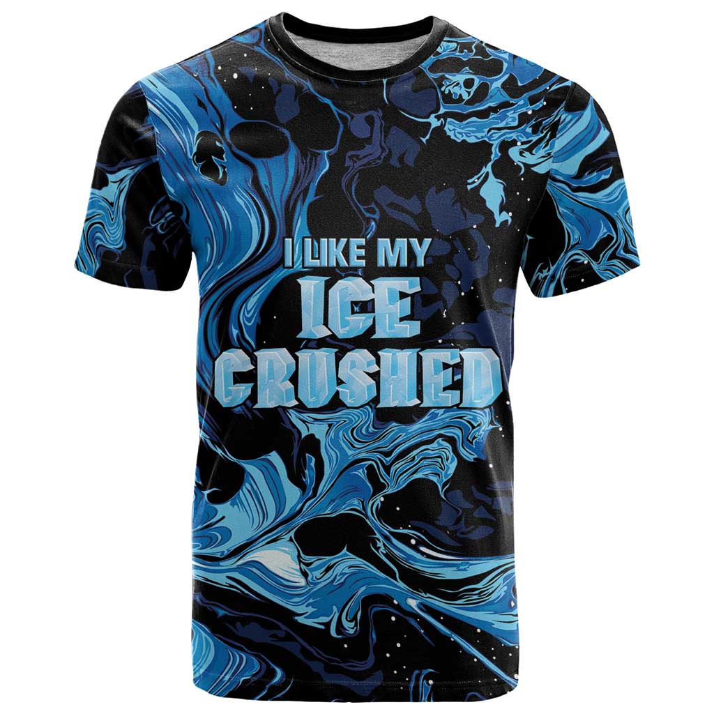 I Like My Ice Crushed Personalized T-Shirt Ice Blue White Marble Seamless Graphic Tee