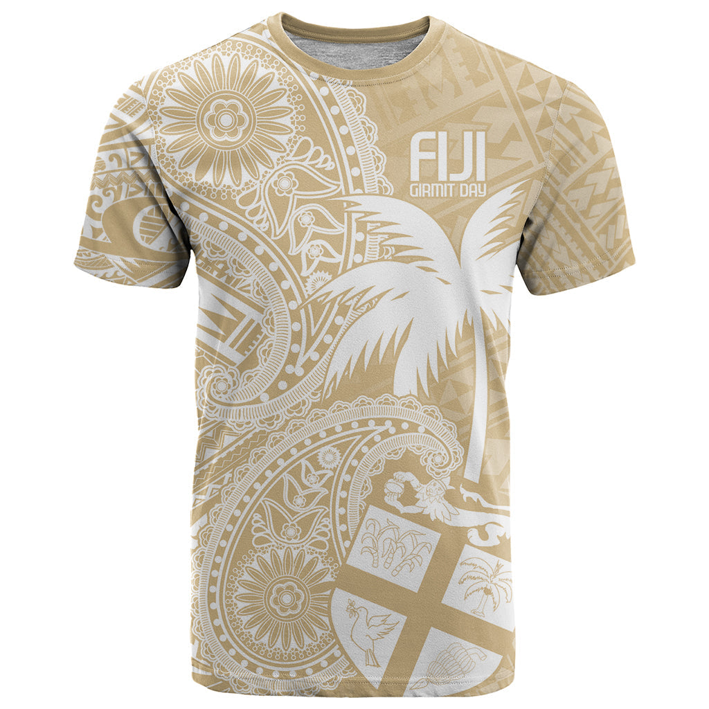 Custom Indo Fijians T-Shirt Fiji ke Hindustani Polyneisan Paisley Beige Style Graphic Tee