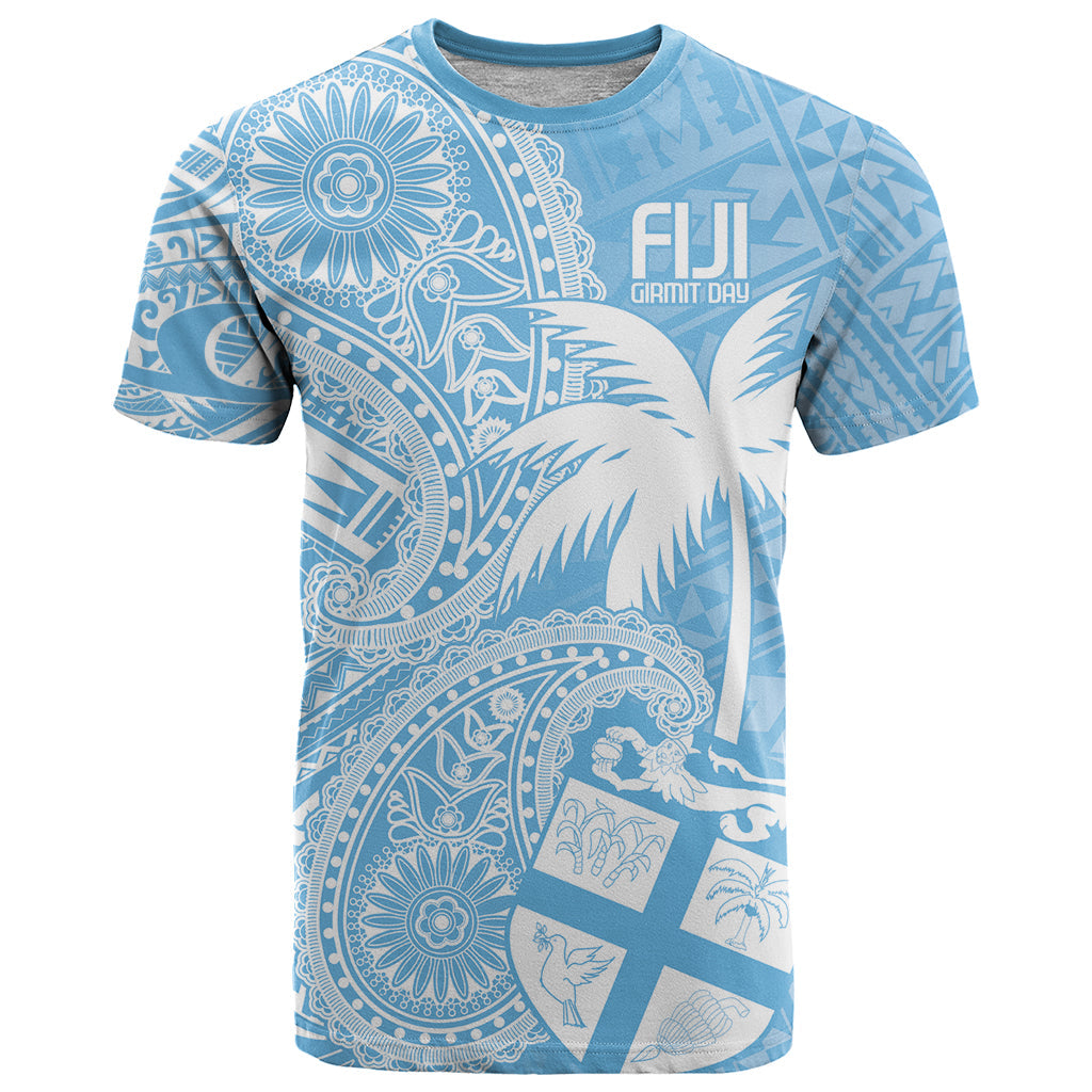 Custom Indo Fijians T-Shirt Fiji ke Hindustani Polyneisan Paisley Blue Style Graphic Tee