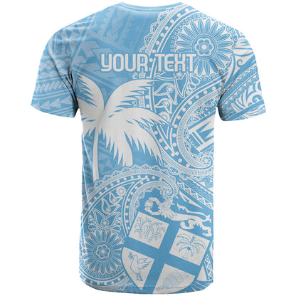 Custom Indo Fijians T-Shirt Fiji ke Hindustani Polyneisan Paisley Blue Style Graphic Tee