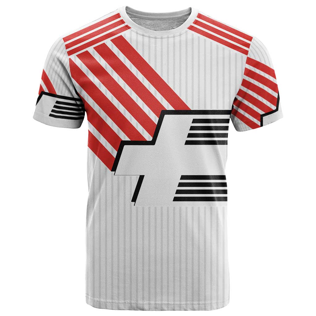Swiss Football Custom T-Shirt 1990-1992 Retro White Switzerland Vintage Graphic Tee