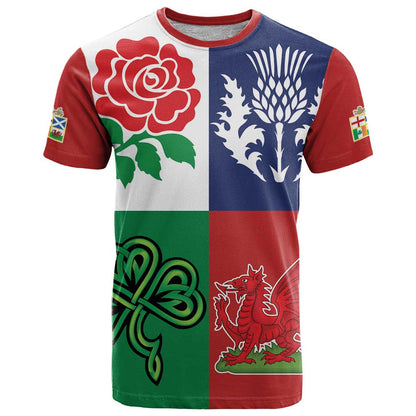 Custom British Lions T-Shirt Combination of England Irish Scottish Welsh Graphic Tee