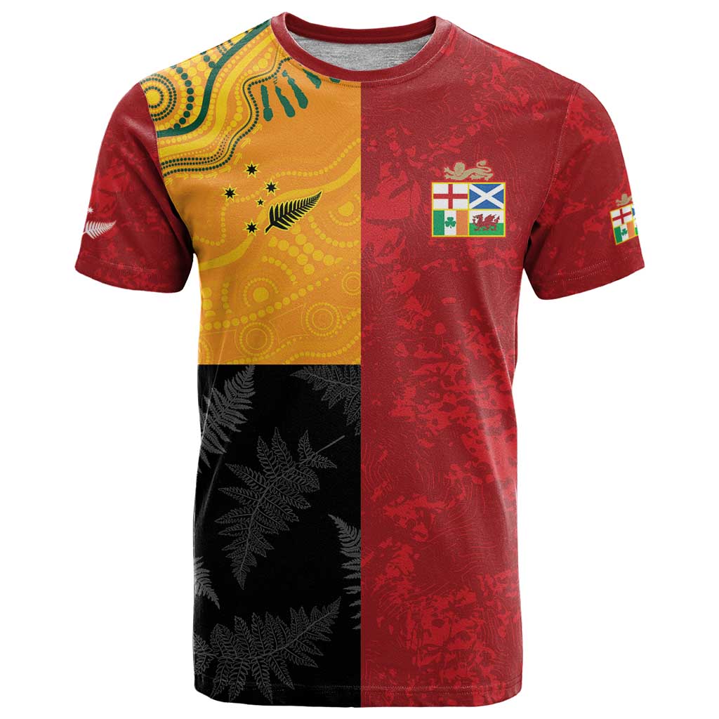 Custom British Lions-AUNZ T-Shirt Australia-New Zealand Indigenous Motif Graphic Tee