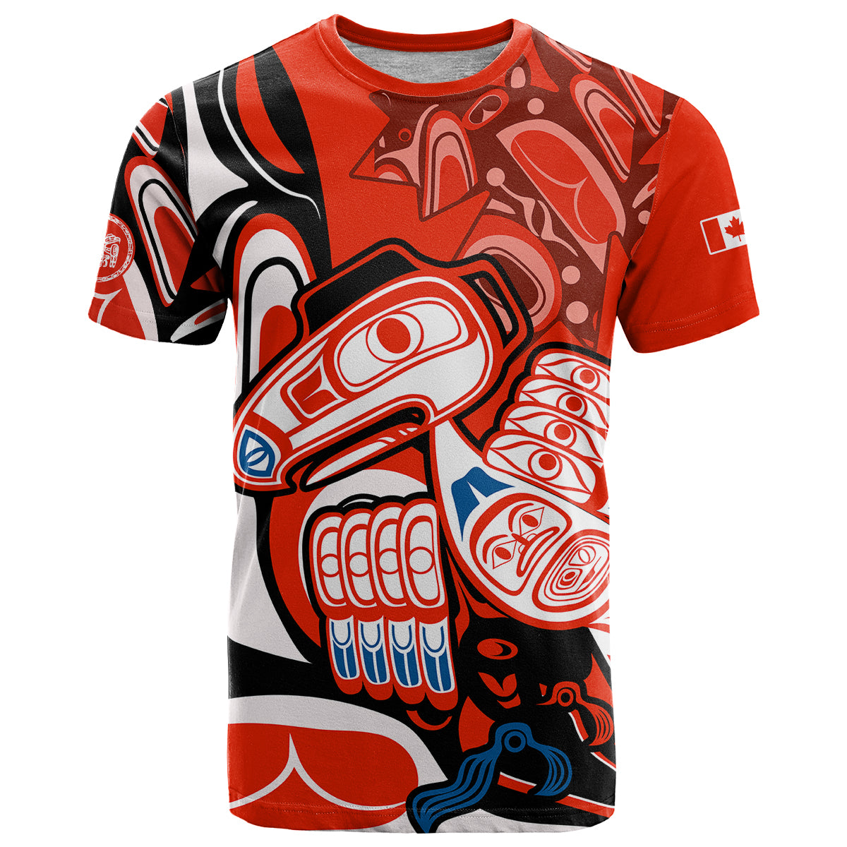 Canada Haida T-Shirt Classic Haida Stylized Raven in red Graphic Tee