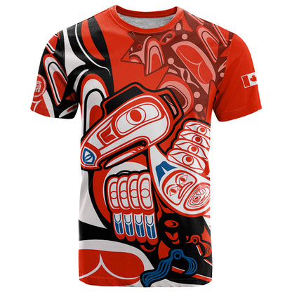 Canada Haida T-Shirt Classic Haida Stylized Raven in red Graphic Tee