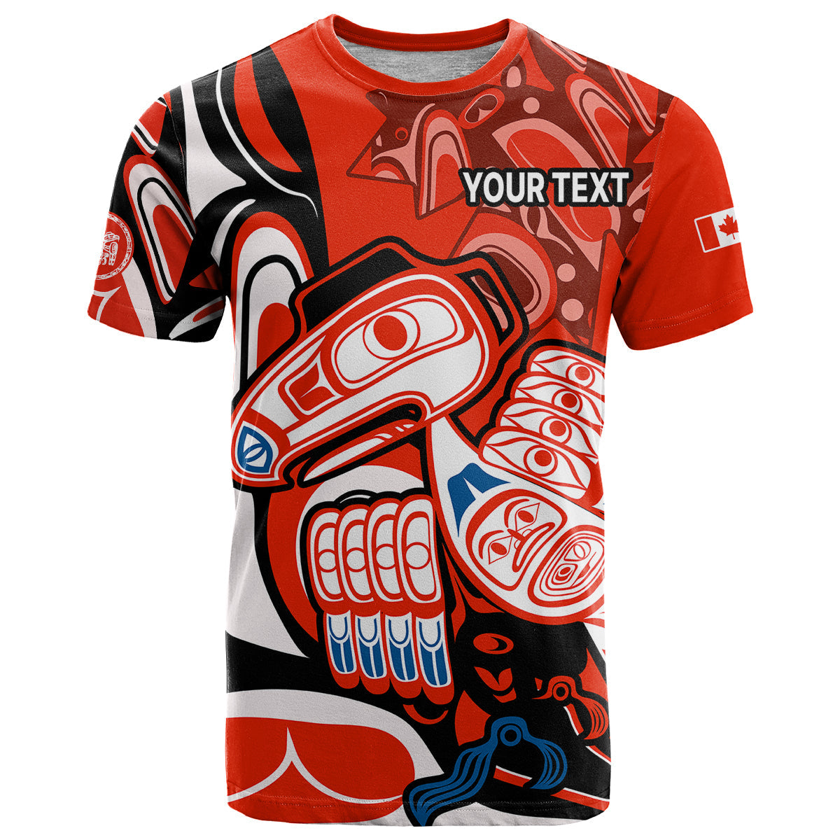 Custom Canada Haida T-Shirt Classic Haida Stylized Raven in red Graphic Tee