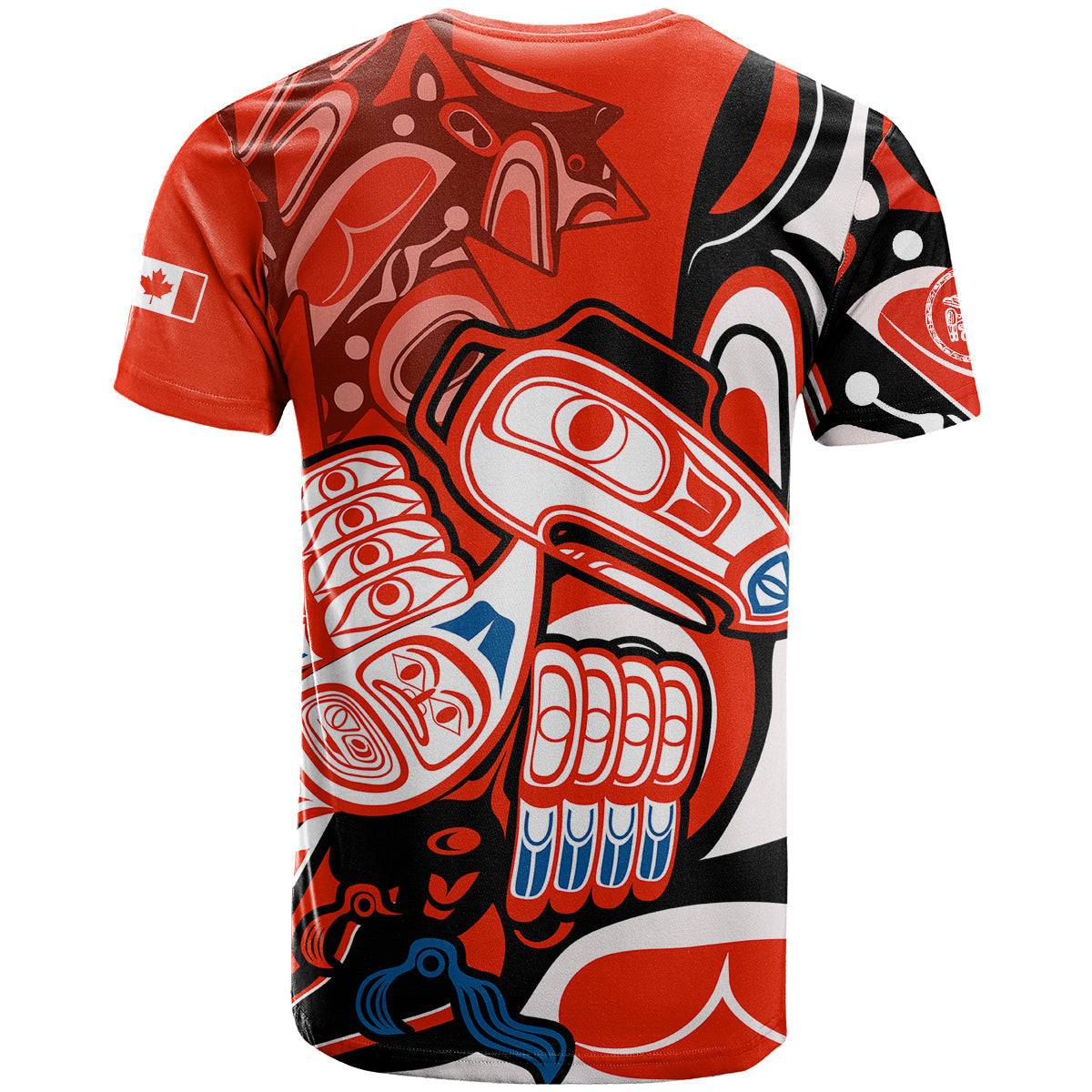 Custom Canada Haida T-Shirt Classic Haida Stylized Raven in red Graphic Tee