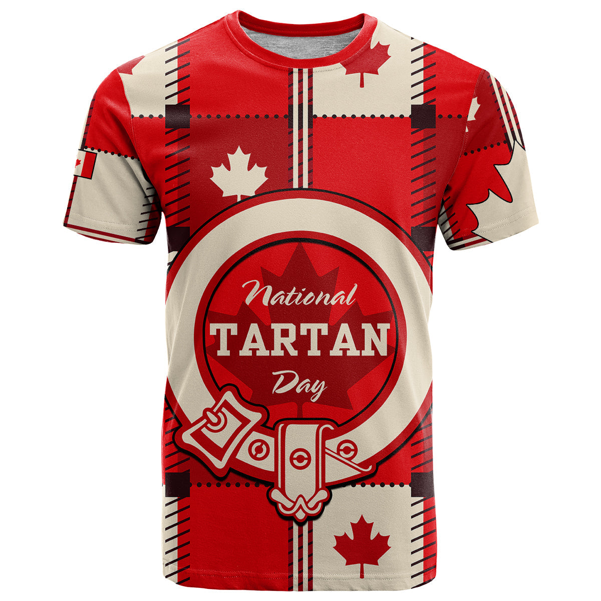 Custom Canada Tartan Day T-Shirt Canada Maple Leaf Journee du Tartan Graphic Tee