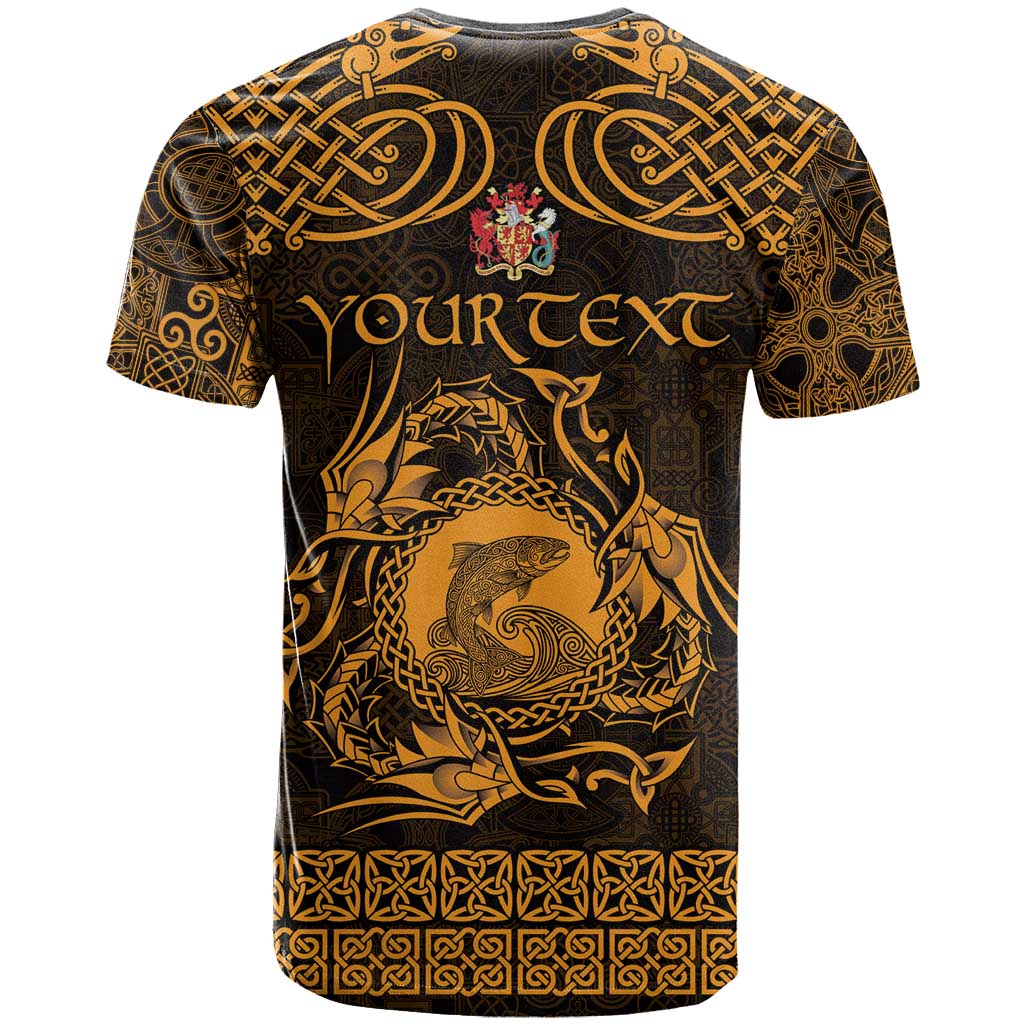 Personalized Carmarthenshire Sir Gaerfyrddin T-Shirt Gold Deer Stag Celtic-inspired Graphic Tee