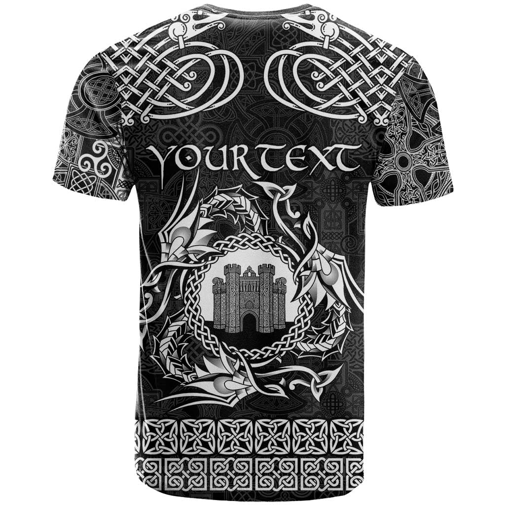 Personalized Denbighshire Sir Ddinbych T-Shirt Black Gatehouse Denbigh Castle Celtic-inspired Graphic Tee