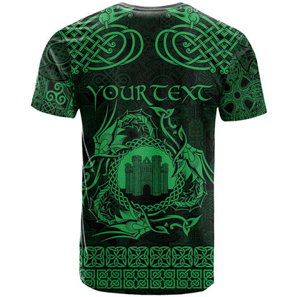 Personalized Denbighshire Sir Ddinbych T-Shirt Green Gatehouse Denbigh Castle Celtic-inspired Graphic Tee