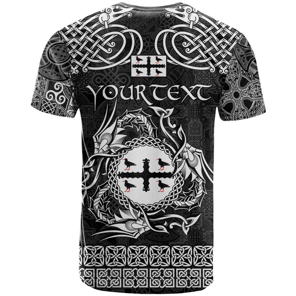 Personalized Flintshire Sir y Fflint T-Shirt Black Four Choughs Celtic-inspired Graphic Tee