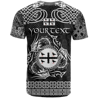 Personalized Flintshire Sir y Fflint T-Shirt Black Four Choughs Celtic-inspired Graphic Tee