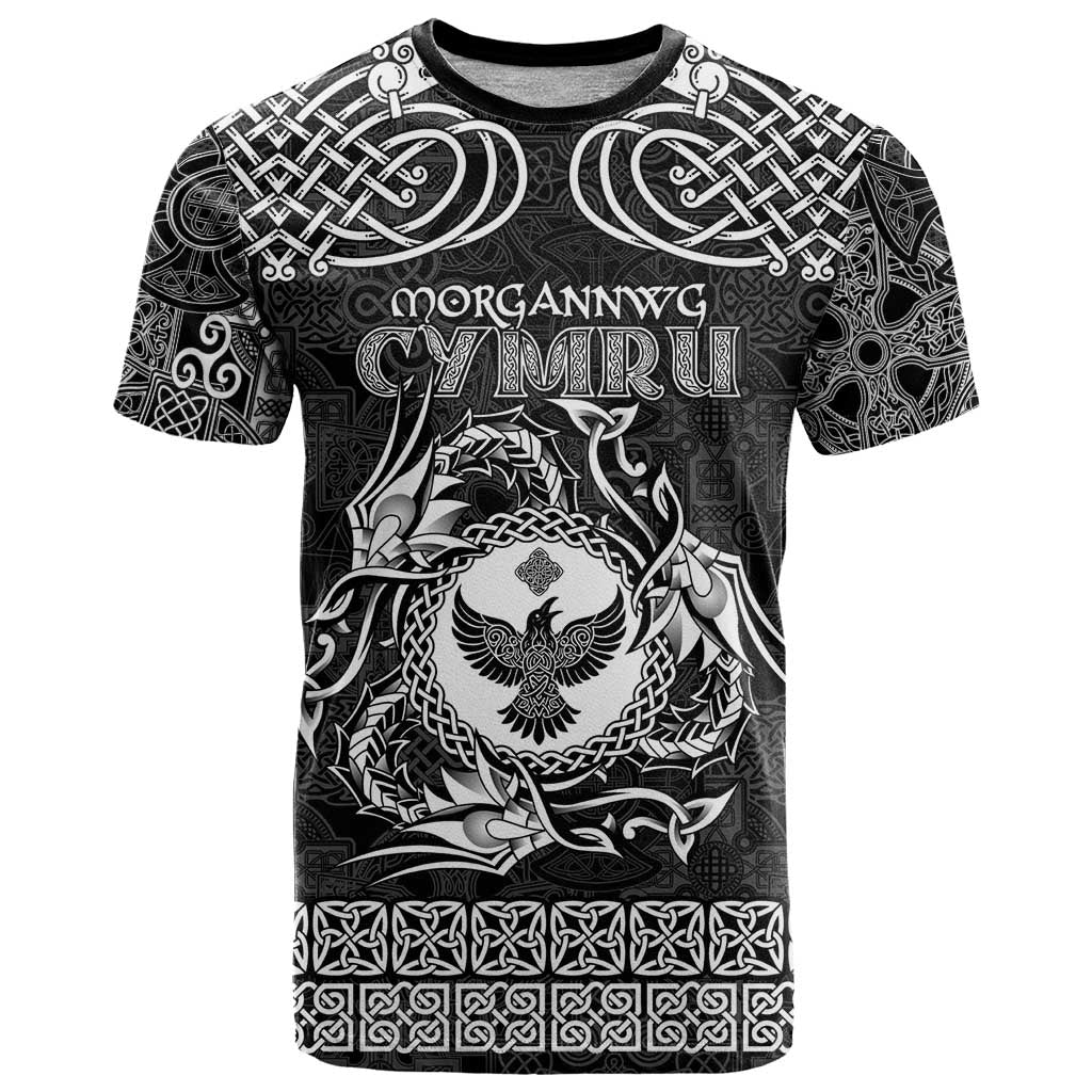 Personalized Glamorgan Morgannwg T-Shirt Black Raven Celtic-inspired Graphic Tee
