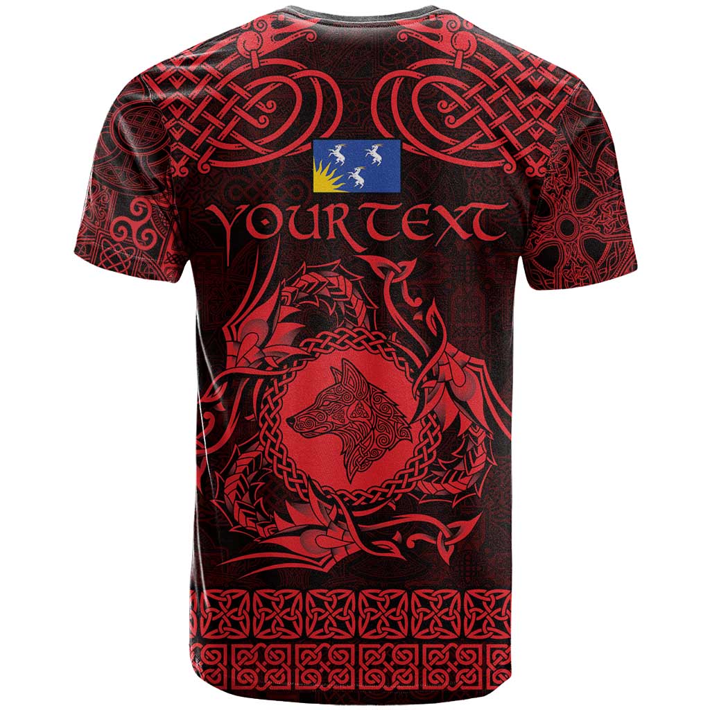Personalized Merionethshire Meirionnydd T-Shirt Red Wolf Celtic-inspired Graphic Tee