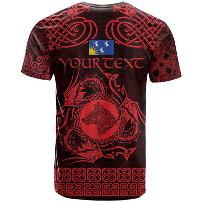 Personalized Merionethshire Meirionnydd T-Shirt Red Wolf Celtic-inspired Graphic Tee