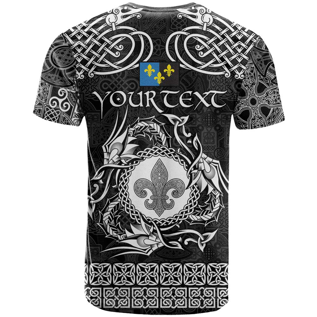 Personalized Monmouthshire Sir Fynwy T-Shirt Black Fleur-de-lis Celtic-inspired Graphic Tee
