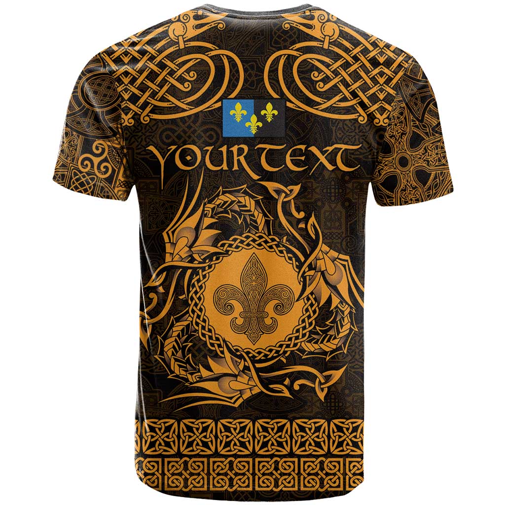 Personalized Monmouthshire Sir Fynwy T-Shirt Gold Fleur-de-lis Celtic-inspired Graphic Tee