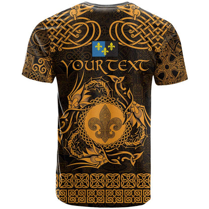 Personalized Monmouthshire Sir Fynwy T-Shirt Gold Fleur-de-lis Celtic-inspired Graphic Tee