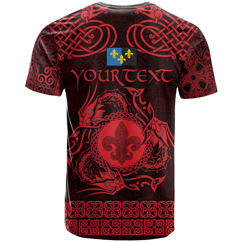 Personalized Monmouthshire Sir Fynwy T-Shirt Red Fleur-de-lis Celtic-inspired Graphic Tee