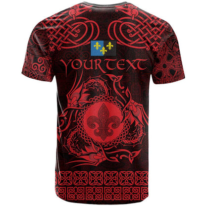 Personalized Monmouthshire Sir Fynwy T-Shirt Red Fleur-de-lis Celtic-inspired Graphic Tee