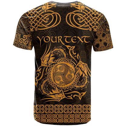 Personalized Montgomeryshire Sir Drefaldwyn T-Shirt Gold Water Triskele Celtic-inspired Graphic Tee