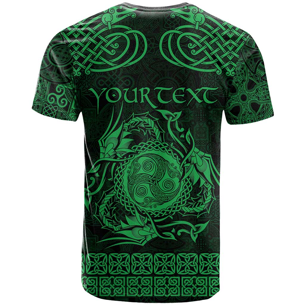 Personalized Montgomeryshire Sir Drefaldwyn T-Shirt Green Water Triskele Celtic-inspired Graphic Tee