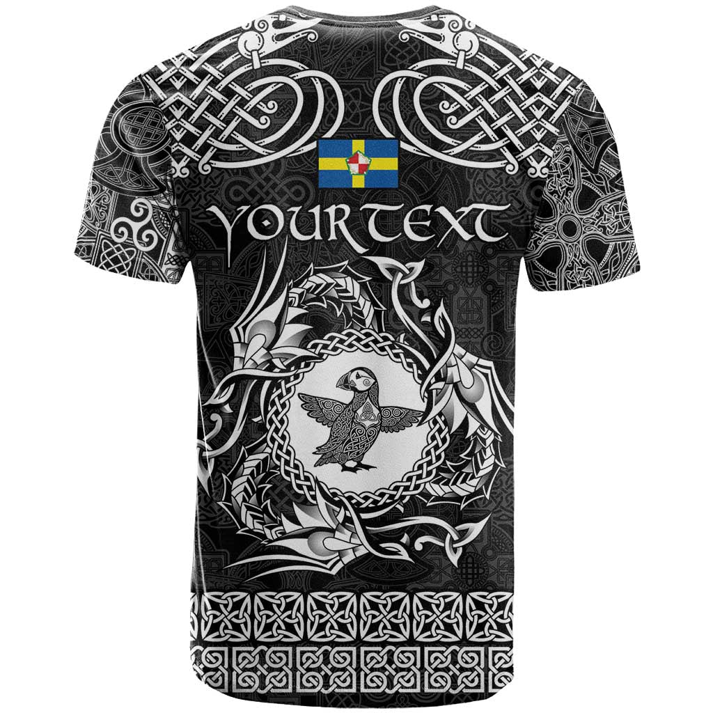 Personalized Pembrokeshire Sir Benfro T-Shirt Black Puffin Celtic-inspired Graphic Tee