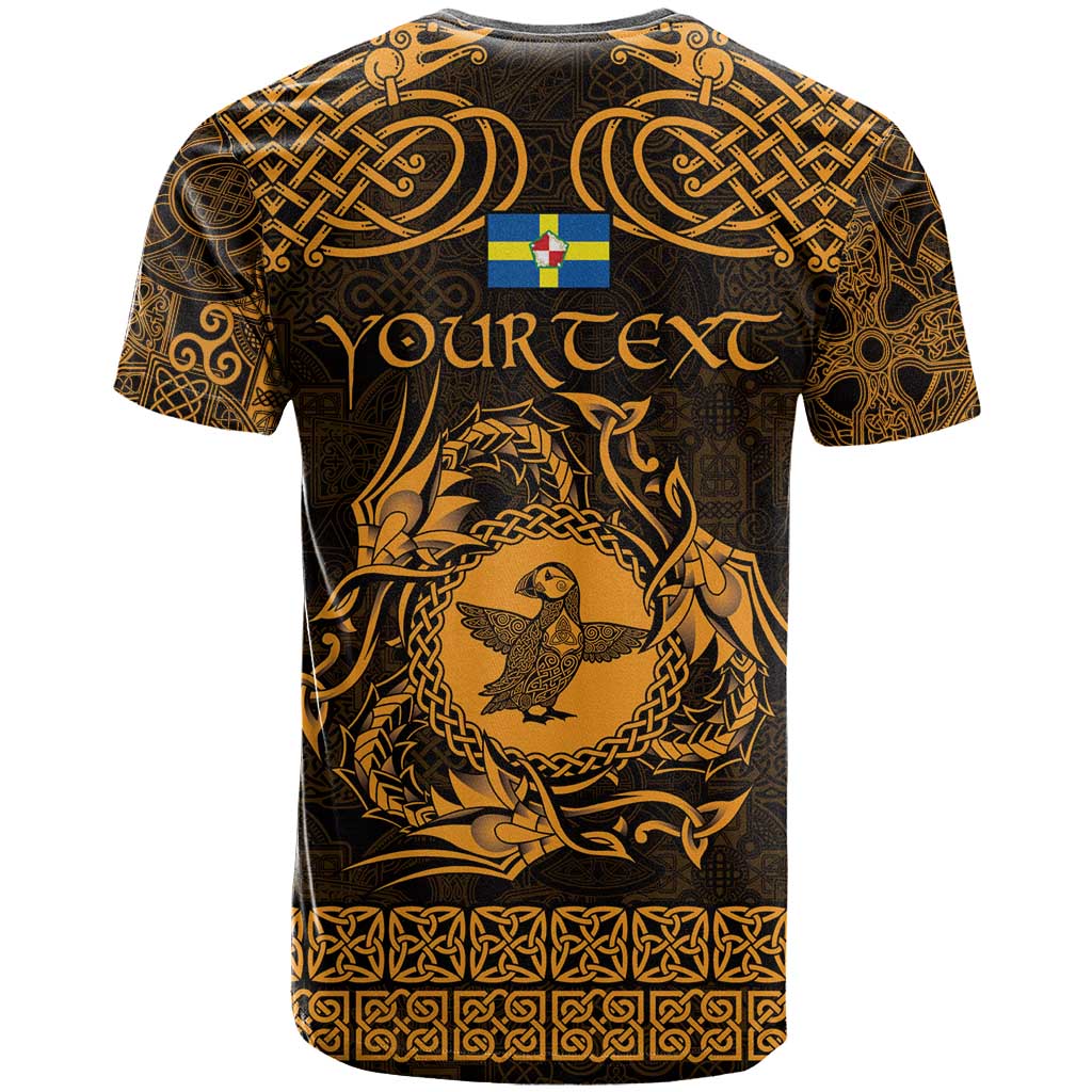 Personalized Pembrokeshire Sir Benfro T-Shirt Gold Puffin Celtic-inspired Graphic Tee
