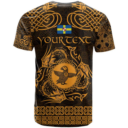 Personalized Pembrokeshire Sir Benfro T-Shirt Gold Puffin Celtic-inspired Graphic Tee