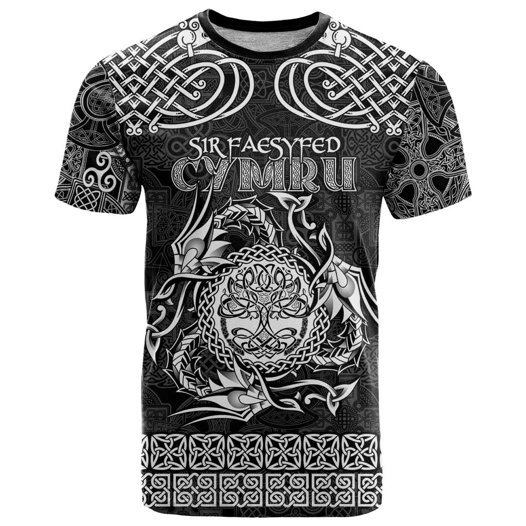 Personalized Radnorshire Sir Faesyfed T-Shirt Black Oak Tree Of Life Celtic-inspired Graphic Tee