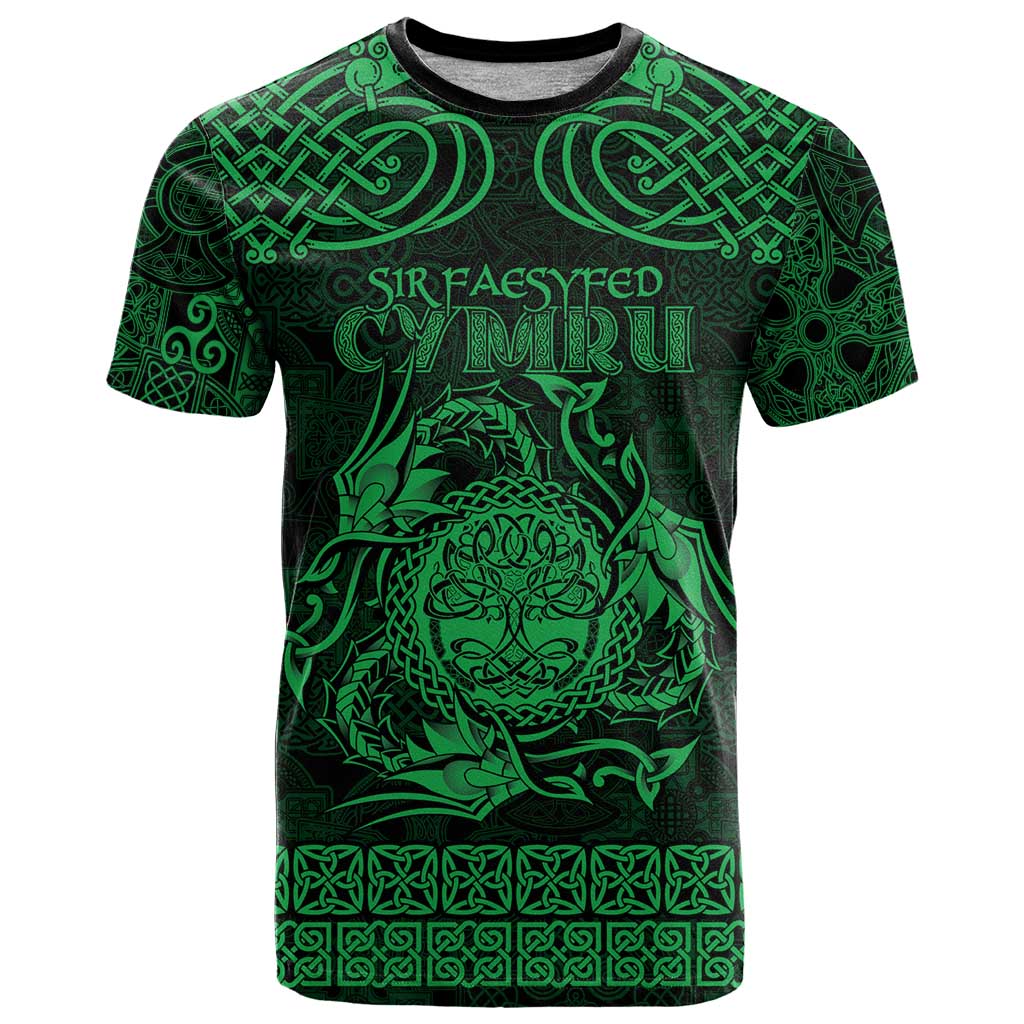 Personalized Radnorshire Sir Faesyfed T-Shirt Green Oak Tree Of Life Celtic-inspired Graphic Tee