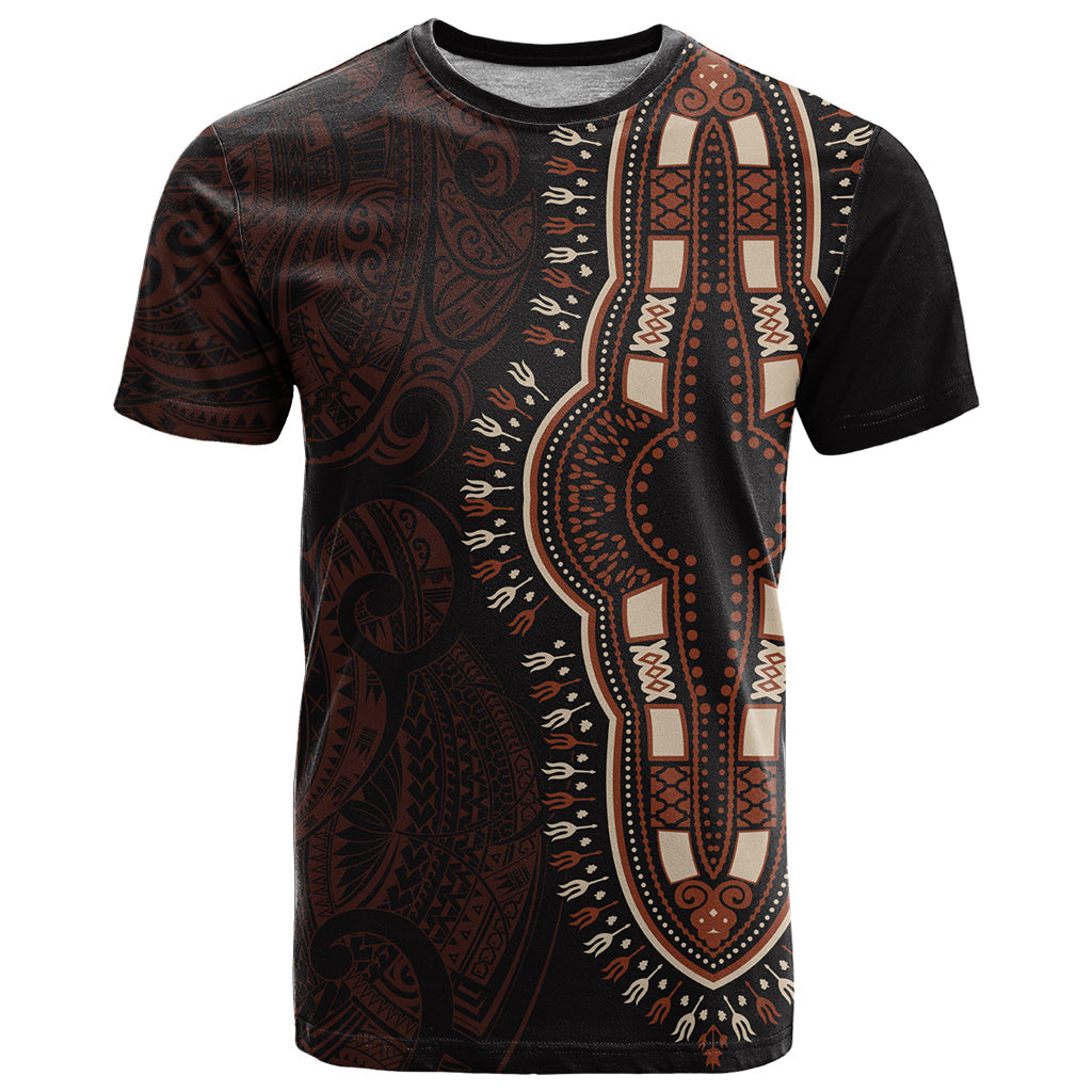 Africa Dashiki T-Shirt African Tribal Art Mixed Polynesian Tattoo Red Color Unique Graphic Tee
