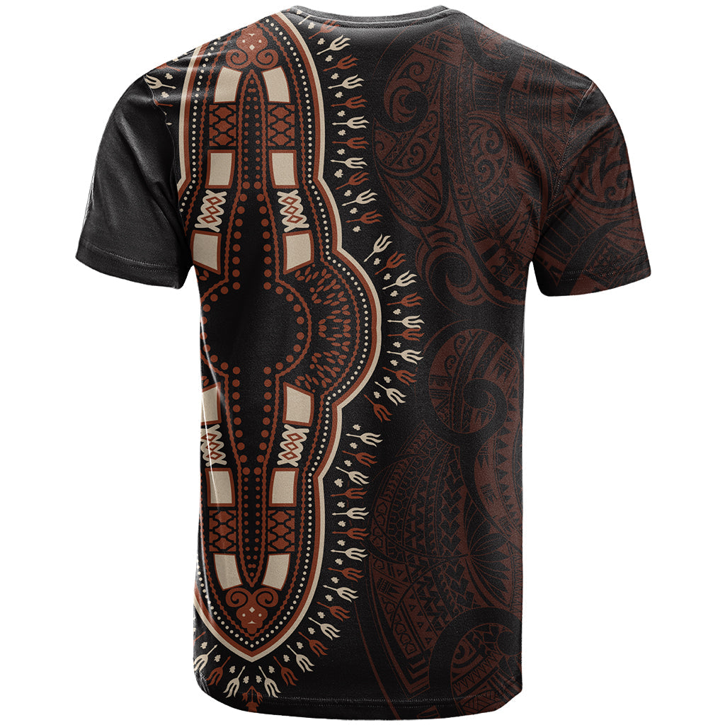 Africa Dashiki T-Shirt African Tribal Art Mixed Polynesian Tattoo Red Color Unique Graphic Tee
