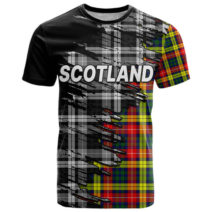 Custom Scottish Tartan T-Shirt Scotland Modern Crest Tartan Graphic Tee