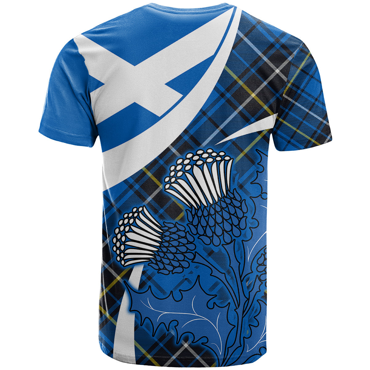 Custom Scottish Thistle Tartan T-Shirt Scottish Alba Flag Style Graphic Tee