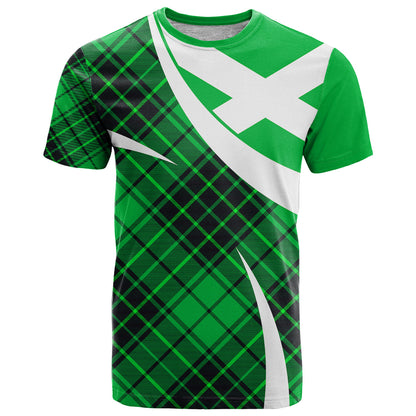 Scottish Alba Flag T-Shirt Scottish Colourful Tartan Green Version Graphic Tee
